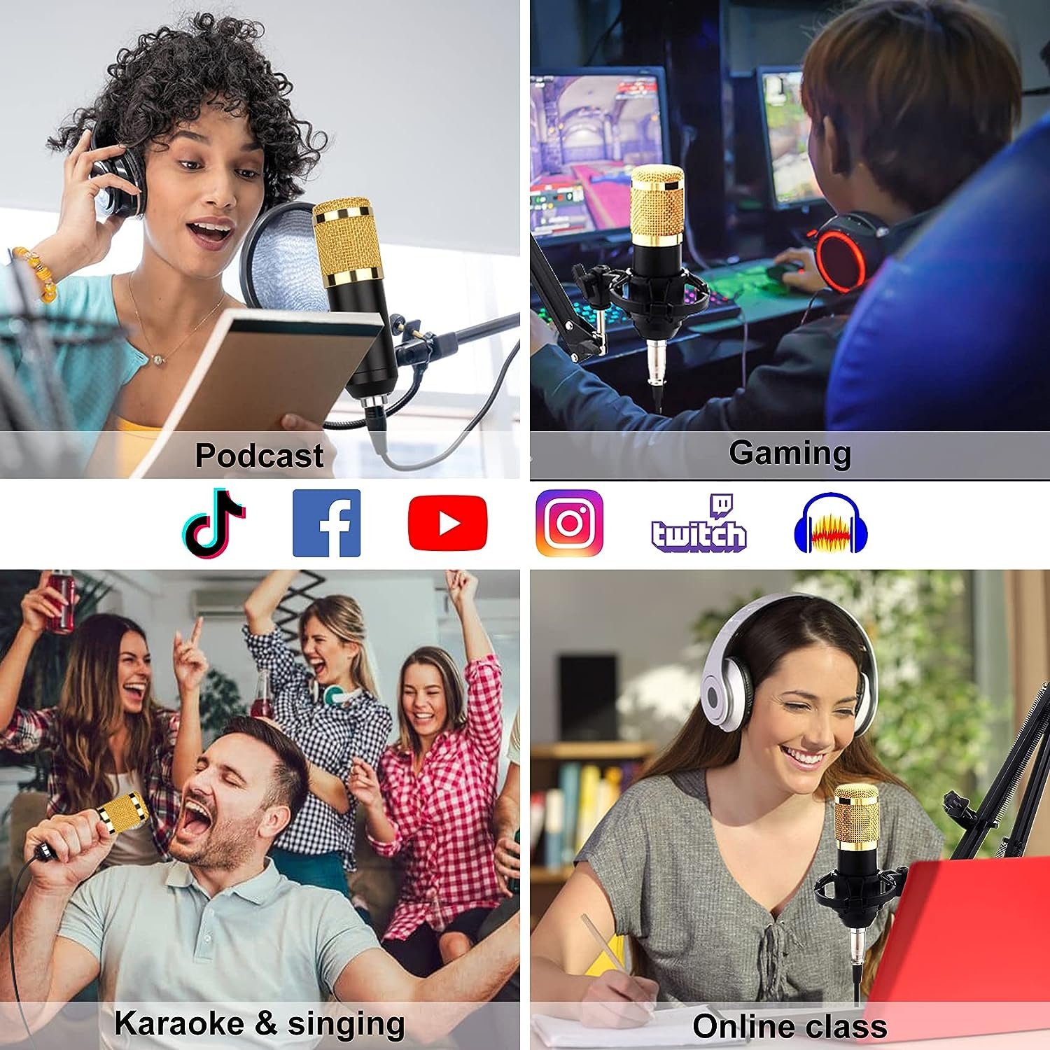Podcast Equipment Bundle BM-800 Recording Studio Package with V8 Voice Changer for Vlog Living Broadcast Live Streaming YouTube