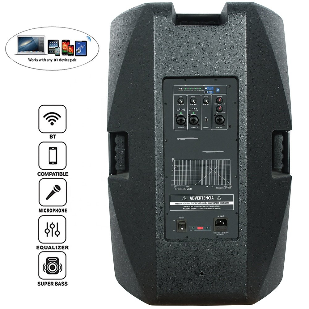 1400 Watts 12 inch woofer professional audio PA system speaker sound box with DSP function BT 2 Channel LINE/Guiter input