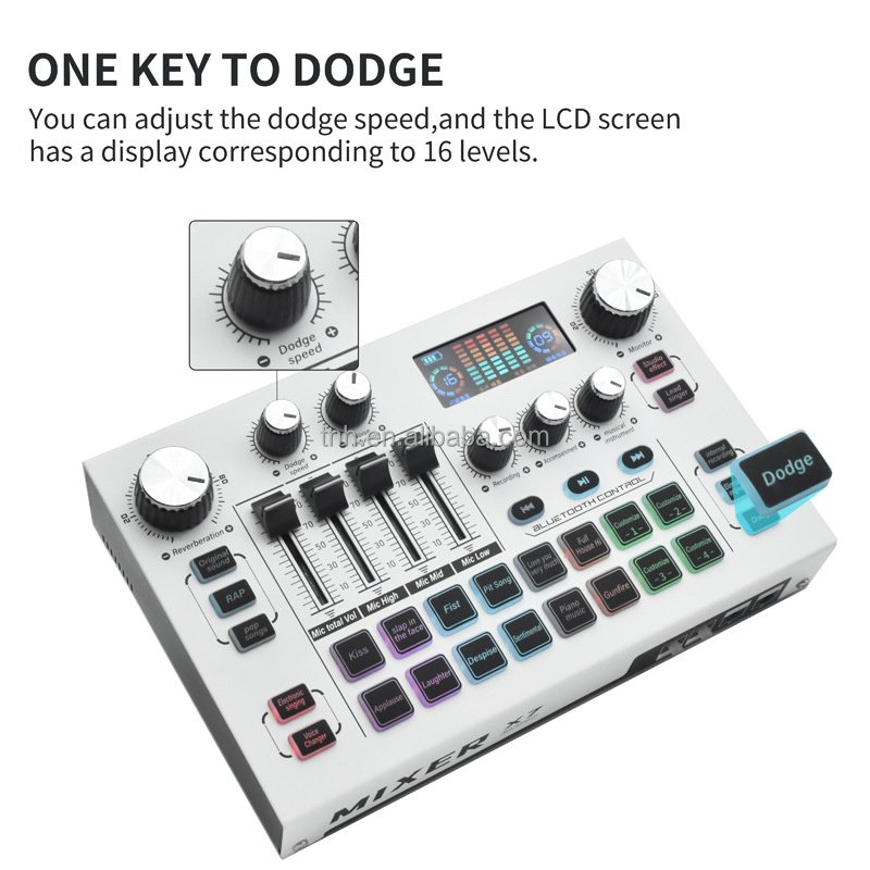SC- X7 All-metal Audio Mixer Sound Card Equipment Wireless live sound card Set For Tiktok Mobile Phone Computer