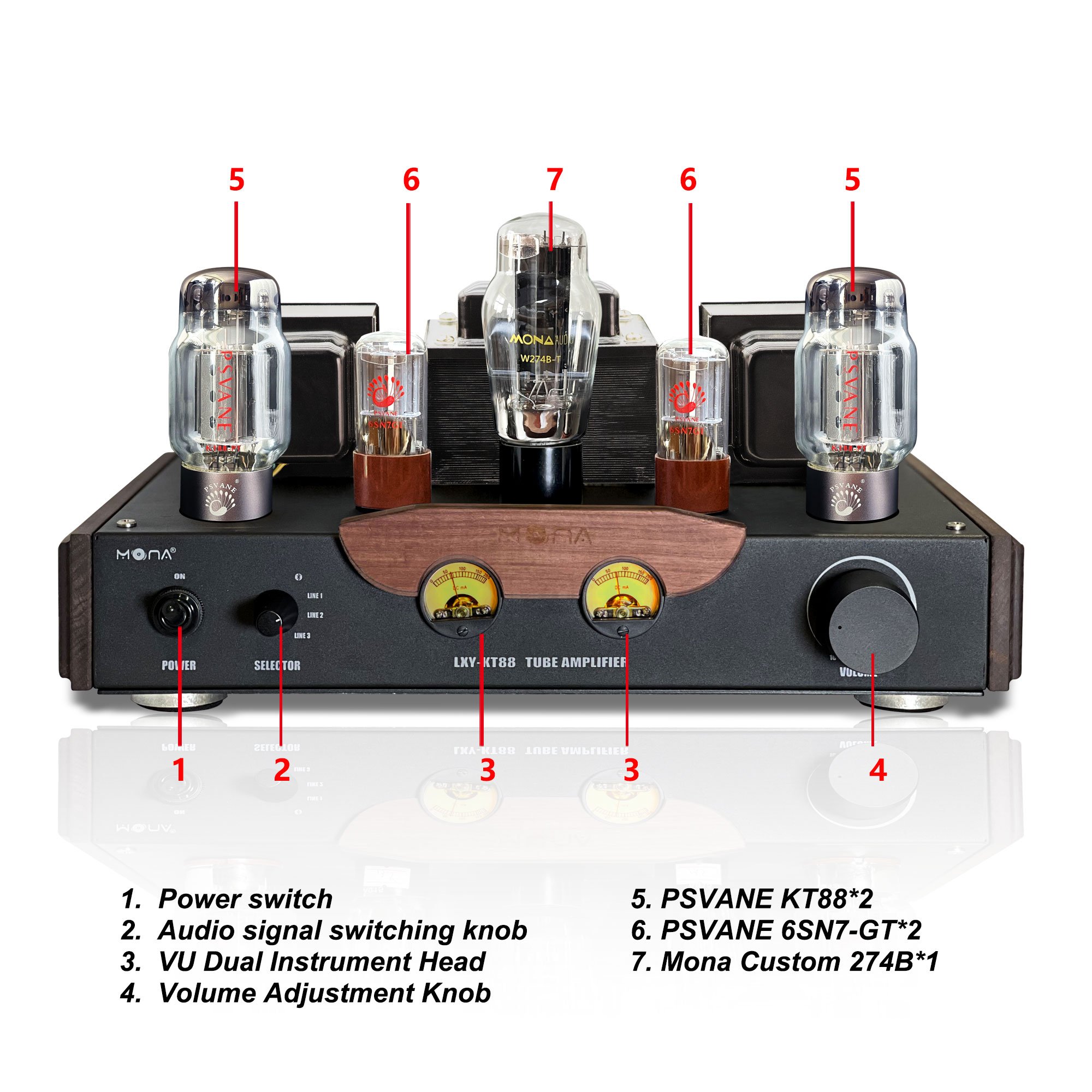 Mona LXY-KT88 High Power Stereo Bluetooth Amplifier Modular 220V Home Audio Equipment with Hybrid Sound for use with Speakers