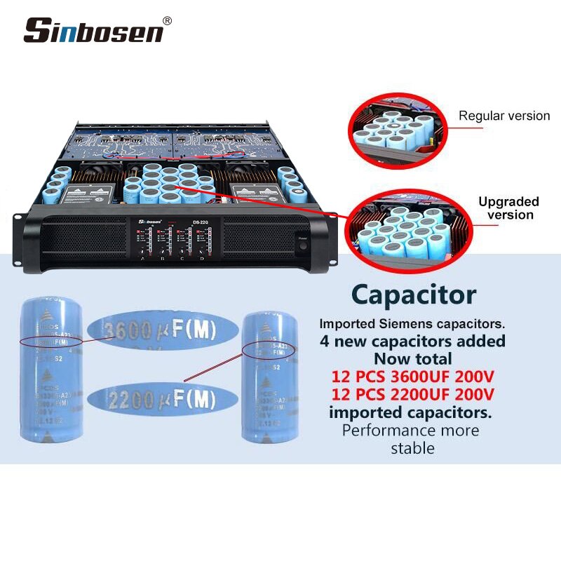 Sinbosen DS-22Q Class td 4 channel sound audio comparators amplifier 5000 watts professional power