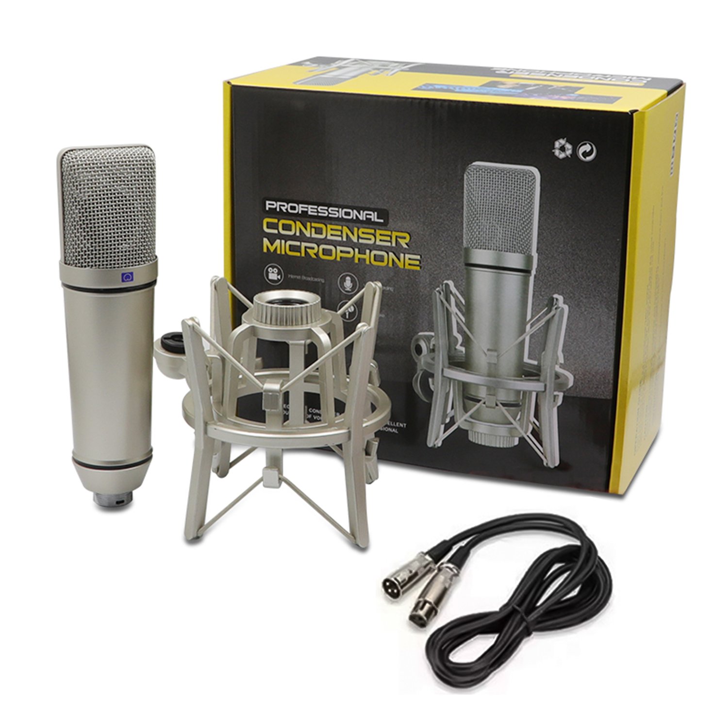 Professional Condenser Microphone Headphones USB Audio Interface Sound Card Kit Podcast Recording Music Studio Equipment Bundle