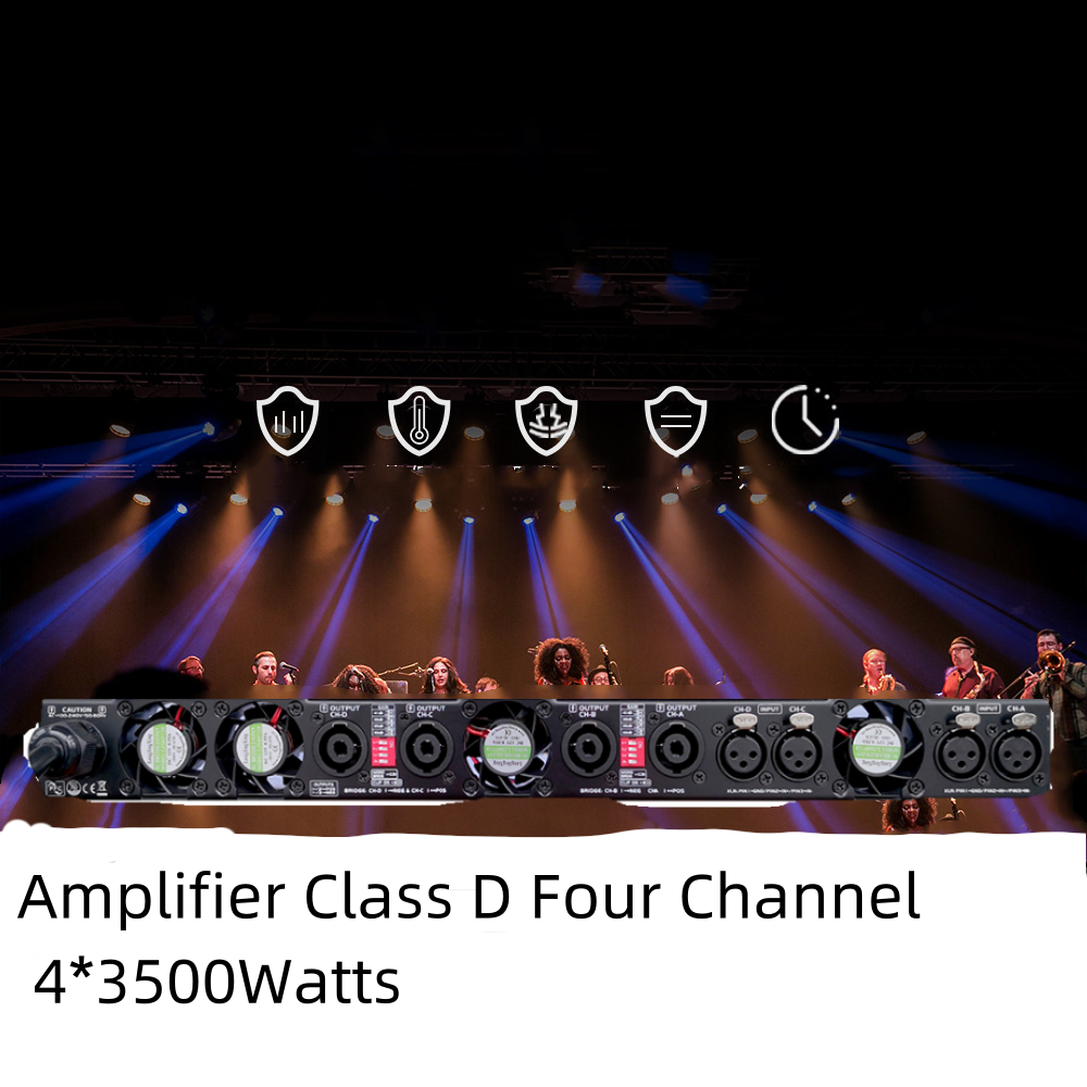 Stereo Peak Sound Professional Digital Mixer Amplifier Class D Four Channel 4*3500Watts Power Receiver Amplifier Audio