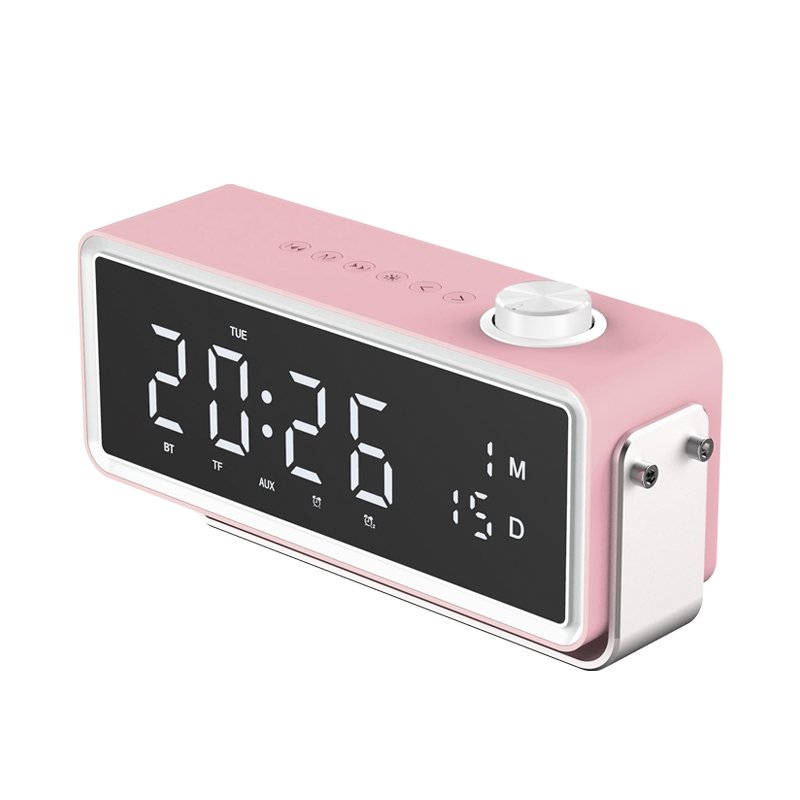 k5 New alarm Clock FM Radio BT mnispeakers portable with Metal Bracket with Display screen
