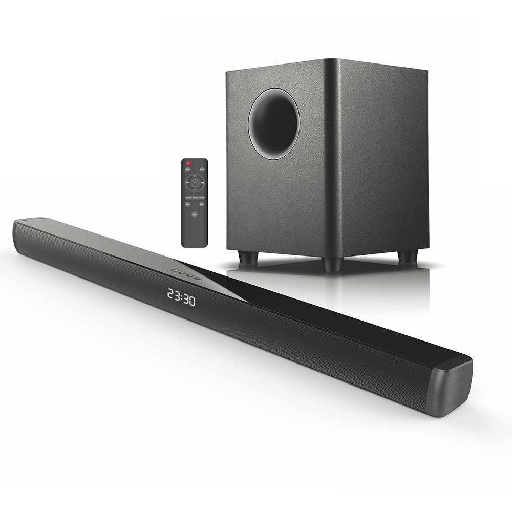 Samtronic wireless 150W home theatre System TV Soundbar speaker with wireless wooden subwoofer soundbox boombox sound bar