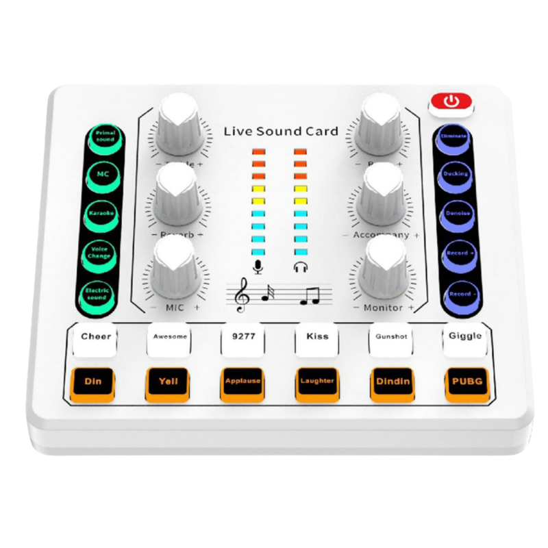 ISonger M8 Professional Audio Interface Sound Card Updated Music Studio Recording Podcast Equipment Noise Cancelling Feature