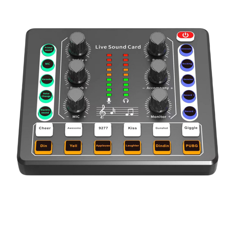 ISonger M8 Professional Audio Interface Sound Card Updated Music Studio Recording Podcast Equipment Noise Cancelling Feature