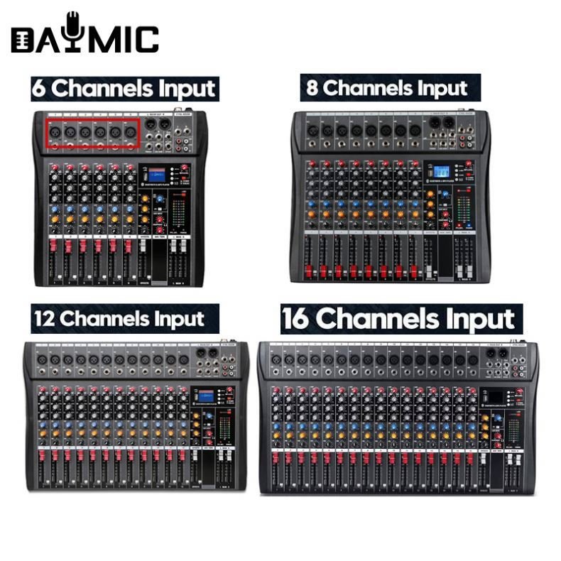 AOSHEN 6/8/12/16 Channels Build In BT USB Jack 16 DSP Echo Effects Sound Powered Mixer 8 16 Channel