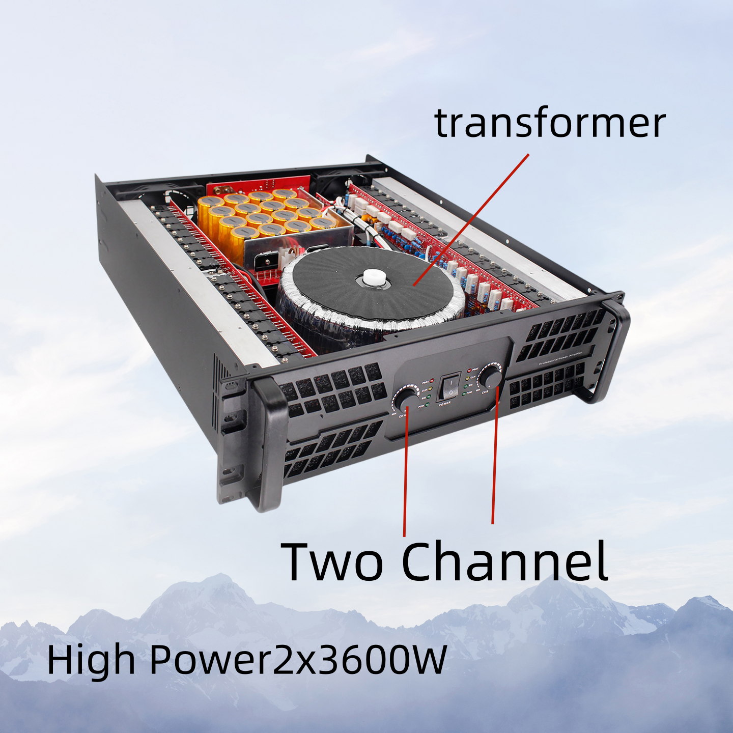 Portable Voice Amplifier Two Channel Professional Sound 2*3600W Receiver Peak Sound Mixer Power Amplifiers Audio DJ Amplifier