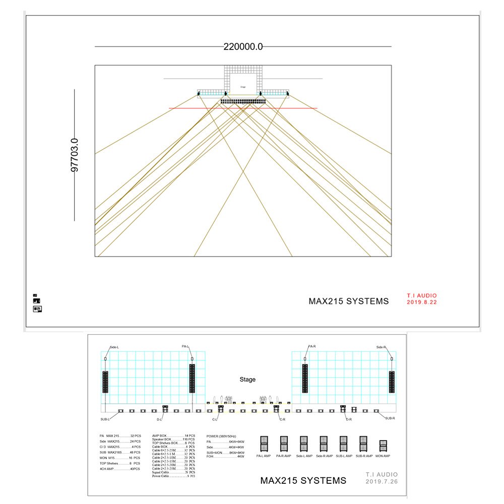 Professional stage line array sound equipment LED screen shaking head lights various stage equipment integration project