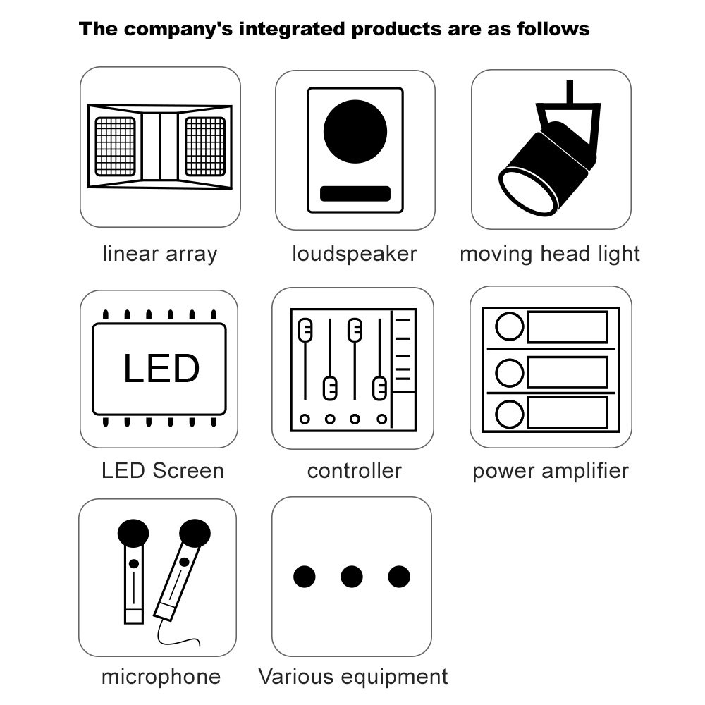 Professional stage line array sound equipment LED screen shaking head lights various stage equipment integration project