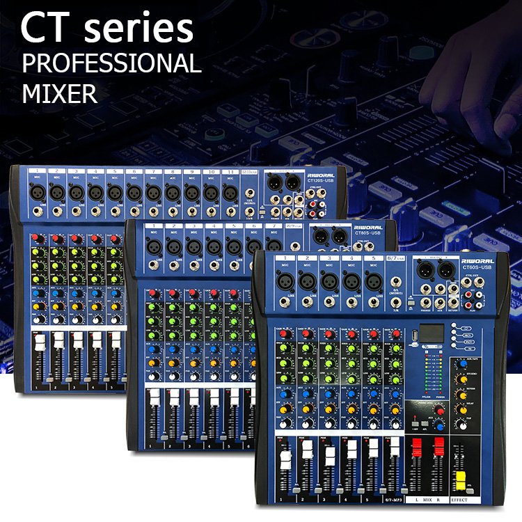 CT80S Professional 12 Channel Sound Audio Console Mixer DSP Effector Stage Controller Digital DJ Audio Mixer