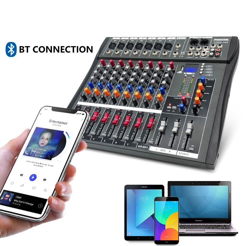 CT80S Professional 12 Channel Sound Audio Console Mixer DSP Effector Stage Controller Digital DJ Audio Mixer