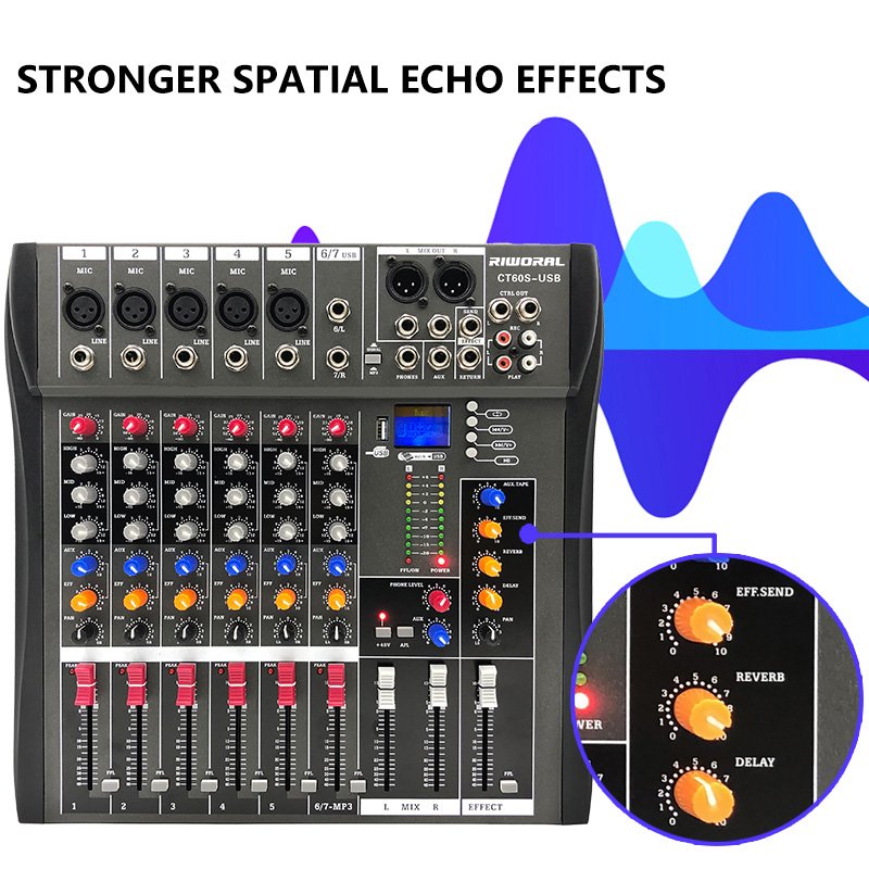 CT80S Professional 12 Channel Sound Audio Console Mixer DSP Effector Stage Controller Digital DJ Audio Mixer