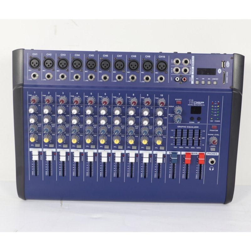 High Quality PMX 10 Channels Power Mixer USB Interface Controller Power Mixer Amplifier For Home Music Karaoke