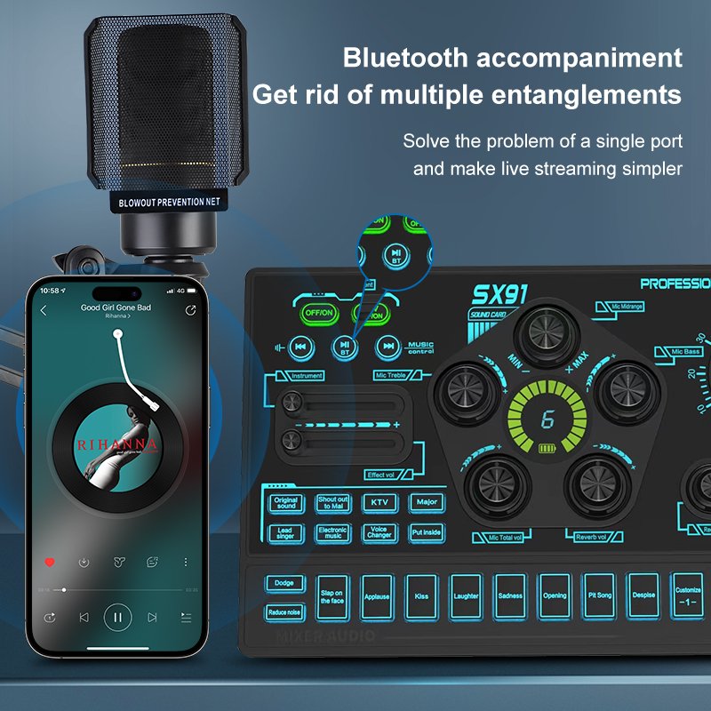 Support 2 MIC 2 Phones Living High Quality Professional Recording Studio Equipment Soundcard Interface Podcast Equipment