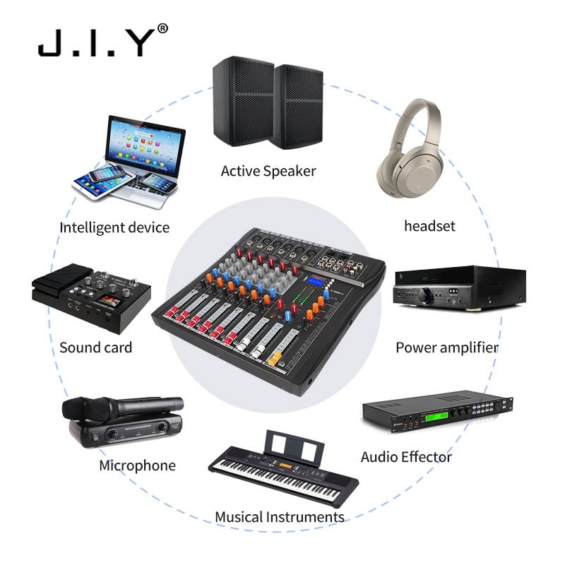 CT6 6 Channel Blueteeth Mixer Audio Effect Sound Mixing Console Equipment USB 48V DJ Mixing Studio Equipment