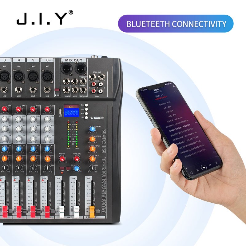 CT6 6 Channel Blueteeth Mixer Audio Effect Sound Mixing Console Equipment USB 48V DJ Mixing Studio Equipment