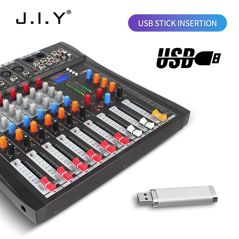CT6 6 Channel Blueteeth Mixer Audio Effect Sound Mixing Console Equipment USB 48V DJ Mixing Studio Equipment