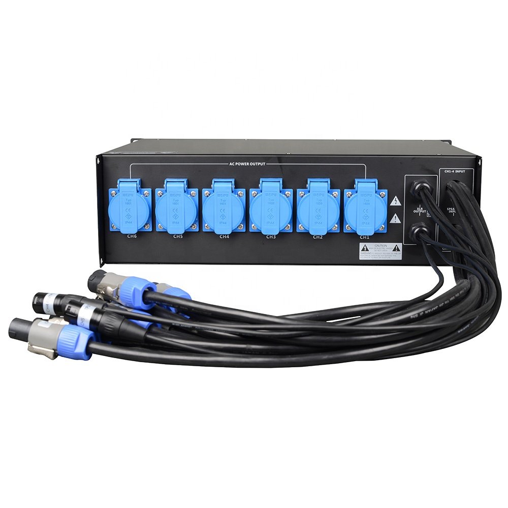 LAS4+1stage lighting sound equipment power distro 2U rack power distribution unit