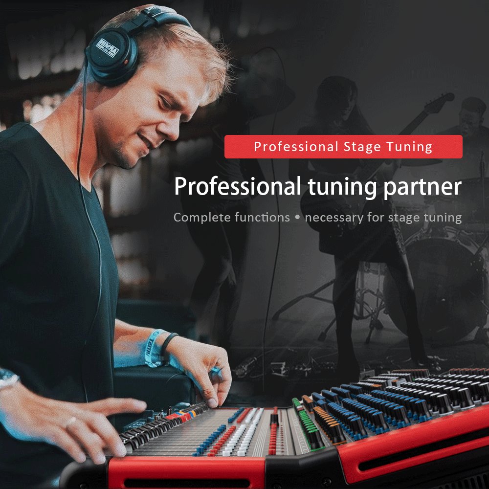 Professional Stage DJ Mixing Console 24DSP Effect Bluetooth Reverb Monitor Recording Sound Card 24 Channel USB Audio Mixer