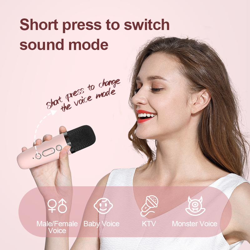 Speaker With Wireless Mic Small Bluetooth Mike Portable Sound System Karaoke Mini Microphone Machine For Kids