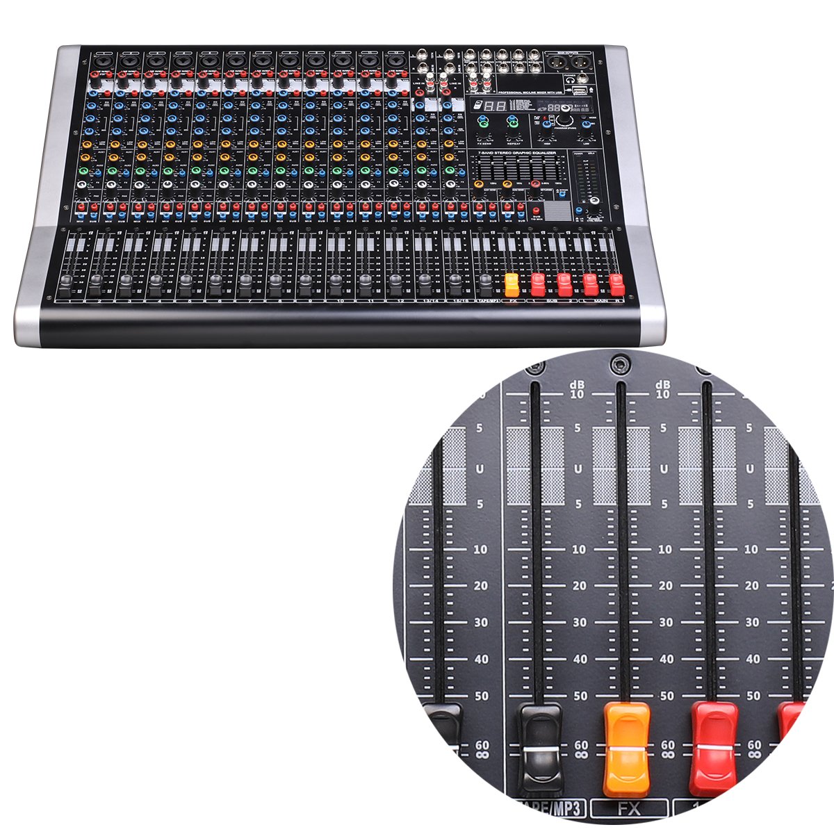 Public address system music dj digital sound console professional 14 channel audio Mixer
