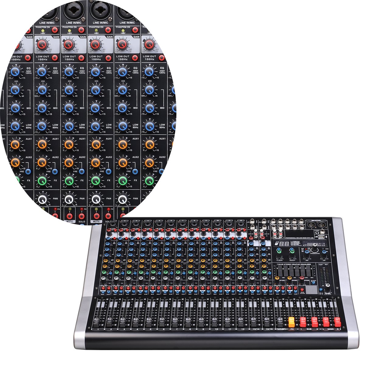 Public address system music dj digital sound console professional 14 channel audio Mixer