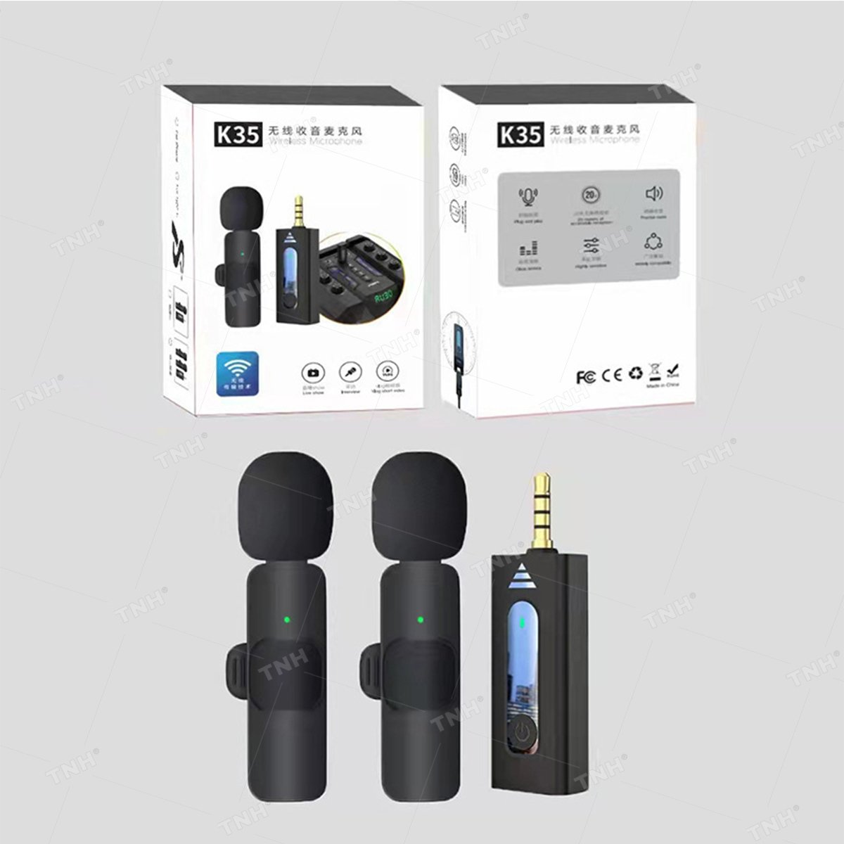K35 Mini Clip Lavalier Collar Lapel Wireless Mic Microphone with 3.5mm Jack for Mobile Phone Camera Vlogging Live Stream