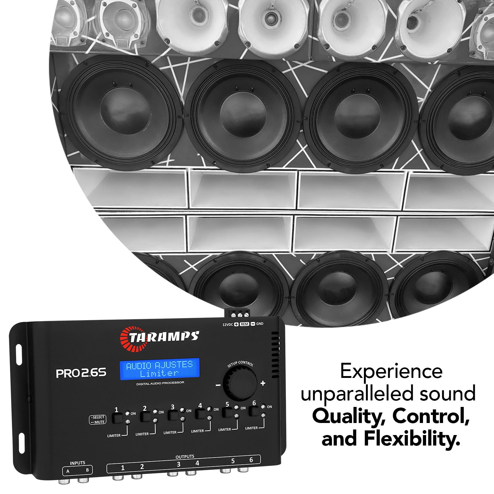 Taramps Pro 2.6S Digital Signal Processor Equalizer 3-band Graphic Equalization 6 Channels Limiter Adjustable Car Audio System