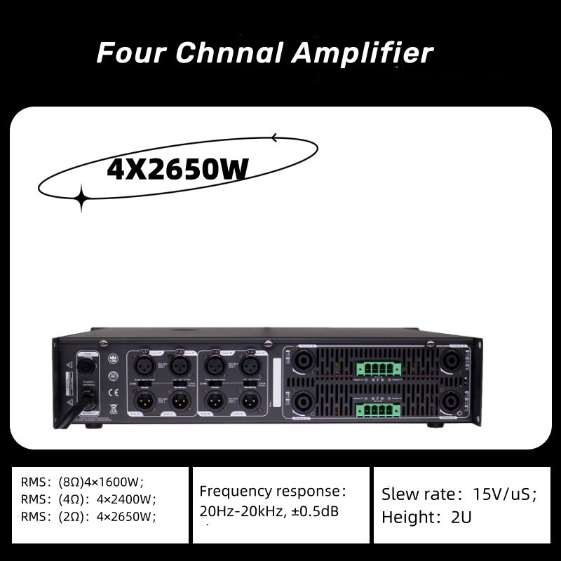 Outdoor Concert High Power Professional Four Channel 4*2650W Stage Amplifiers Speaker Power Amplifiers Module Audio DJ Amplifier