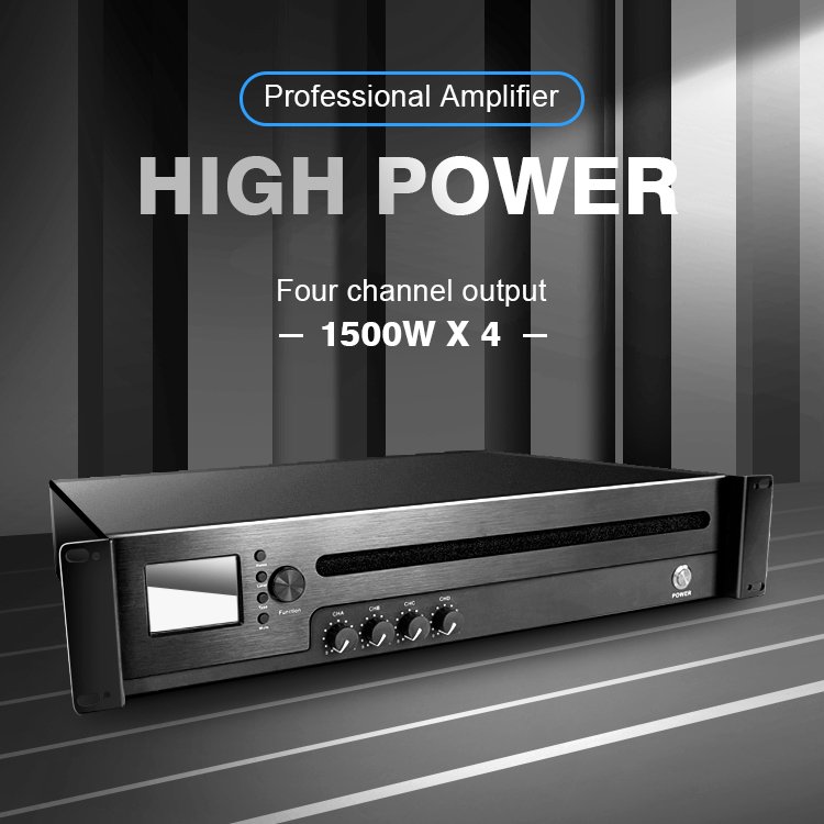 4-Channel 6000W Power Amplifier with Variable Power Supply, Green Audio Power, PFC, and Solid Aluminum Heat Sink