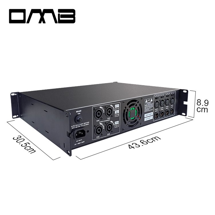 4-Channel 6000W Power Amplifier with Variable Power Supply, Green Audio Power, PFC, and Solid Aluminum Heat Sink