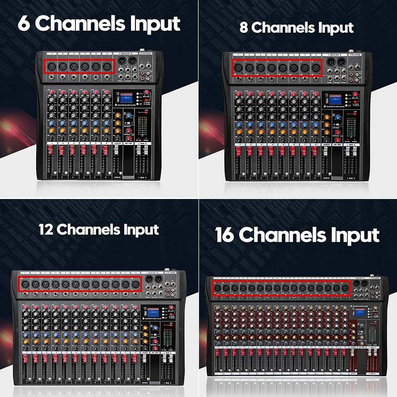 Gooermi CT8 Professional DJ Equipment 8-Channel Audio Mixer With Blue tooth USB,Integrated Effects & DJ Functionality