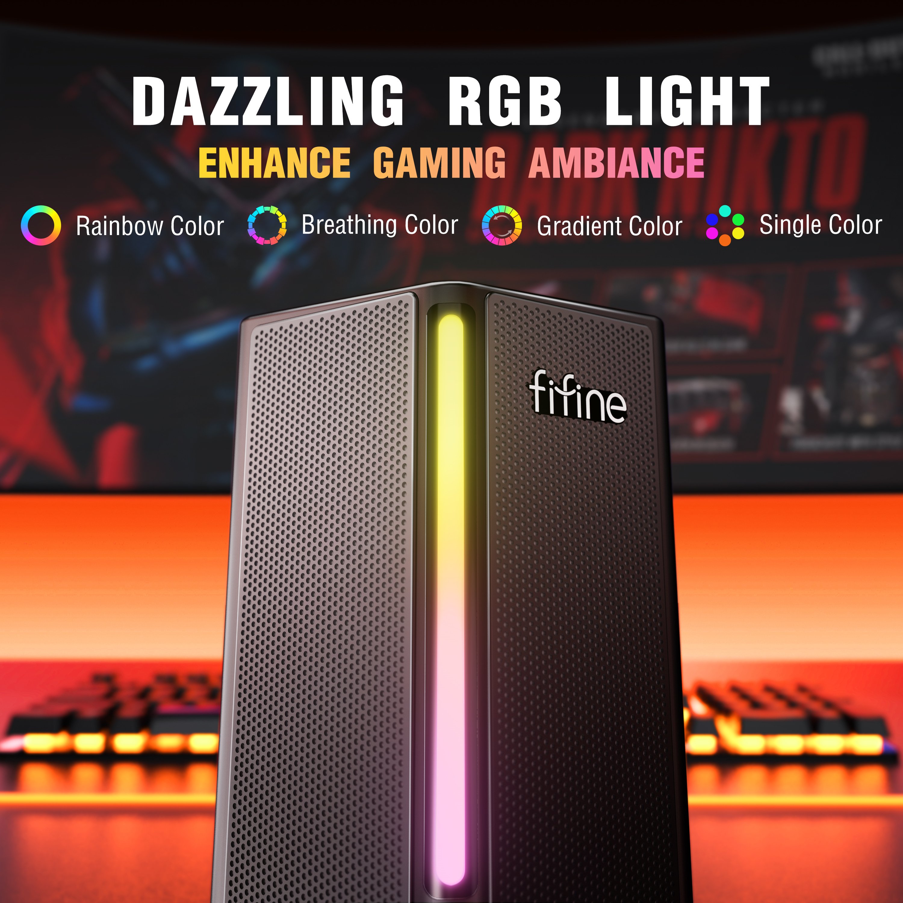 Fifine Ampligame A20 Wired Home Theater Stereo Speakers Party DJ Speaker Professional RGB Gaming Speaker