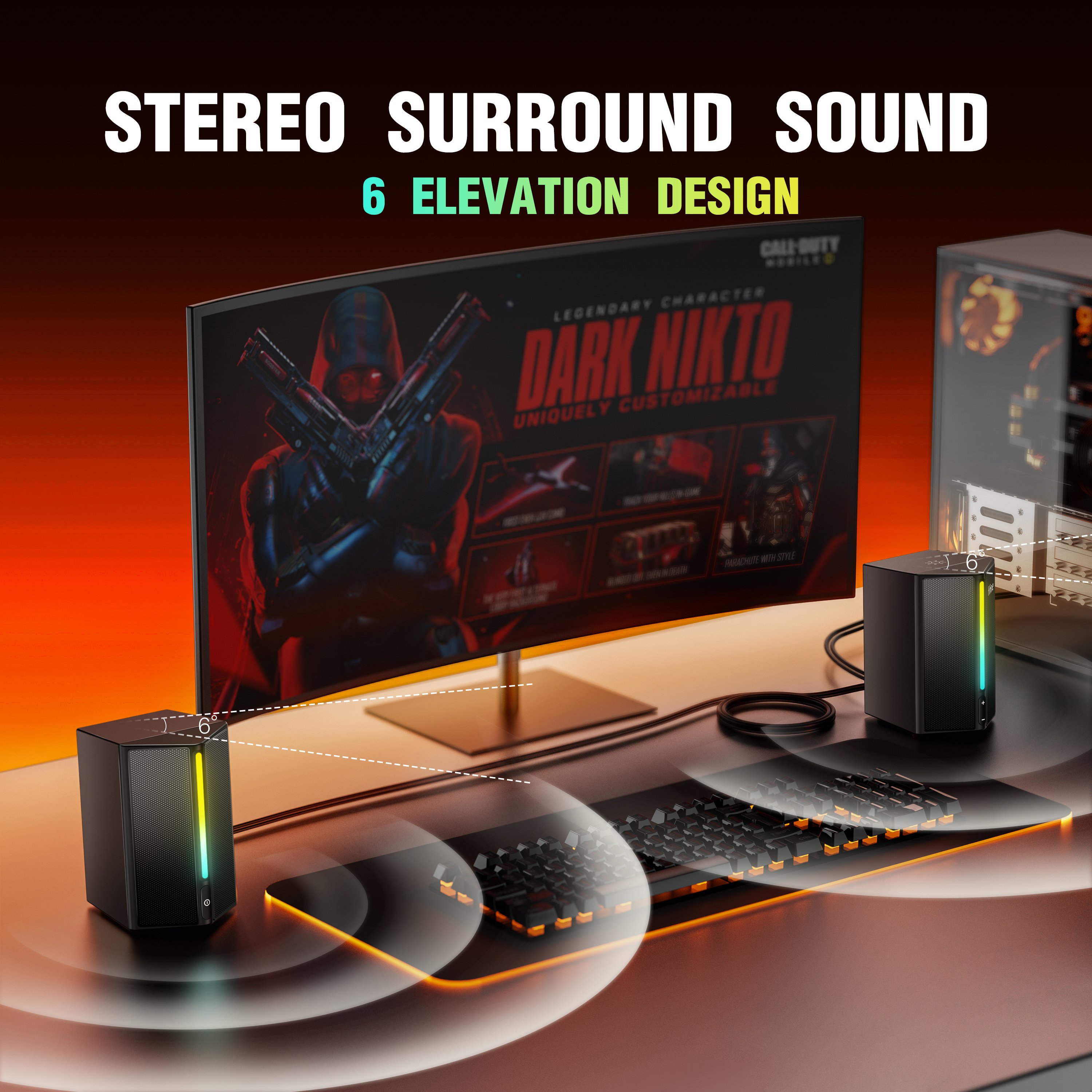 Fifine Ampligame A20 Wired Home Theater Stereo Speakers Party DJ Speaker Professional RGB Gaming Speaker