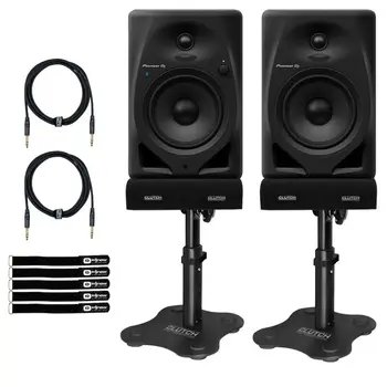 DJ DM-50D-BT-W 5" Black Studio Monitor Speakers w Desk Stands