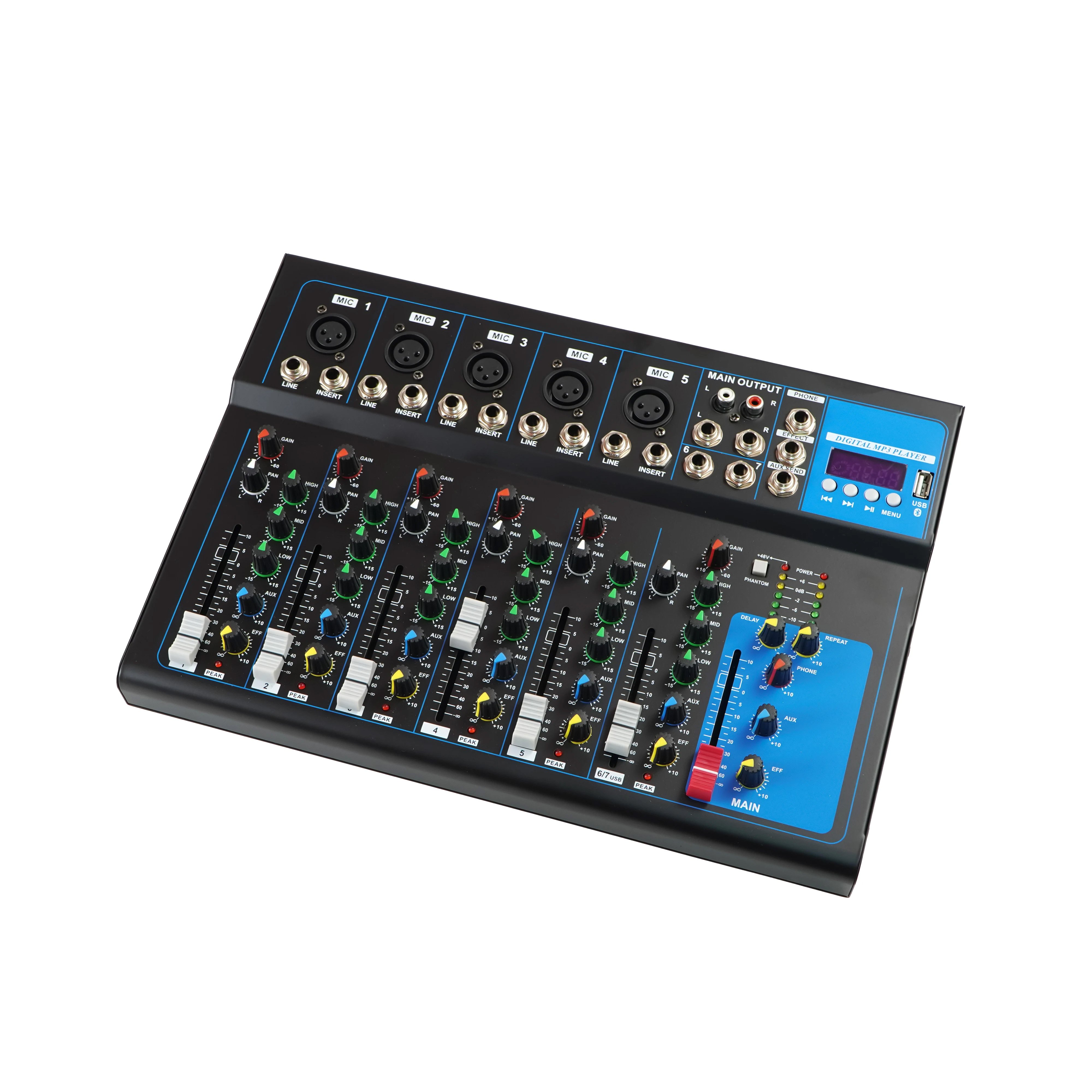 7 Channel F7 Mini Bluetooth Professional Mixer Audio DJ Small Digital Audio Mixer for Tiktok