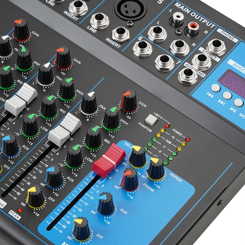 7 Channel F7 Mini Bluetooth Professional Mixer Audio DJ Small Digital Audio Mixer for Tiktok