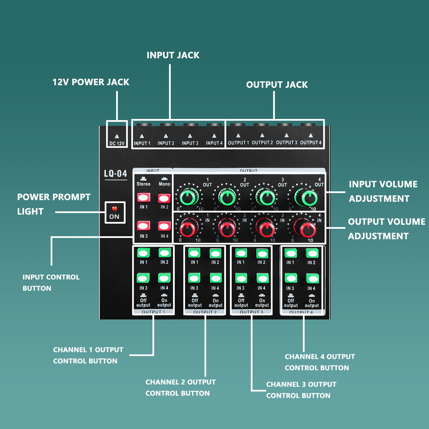 Audio Sound Card Live Streaming Gaming Sound Card Microphone Studio Recording Microphone Mixer Sound Card for 4 Earphones