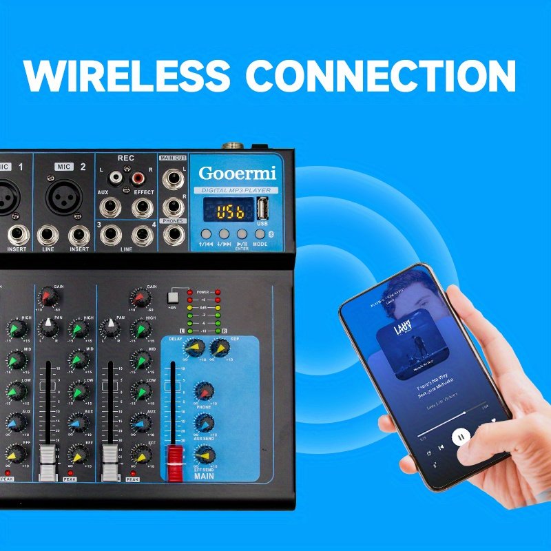 Gooermi F4 High Quality 4 Channel Live Studio Stereo Audio blue tooth Mixer Live Mixer For Live Streaming,Recording Equipment