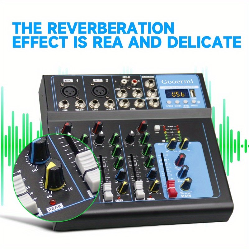 Gooermi F4 High Quality 4 Channel Live Studio Stereo Audio blue tooth Mixer Live Mixer For Live Streaming,Recording Equipment