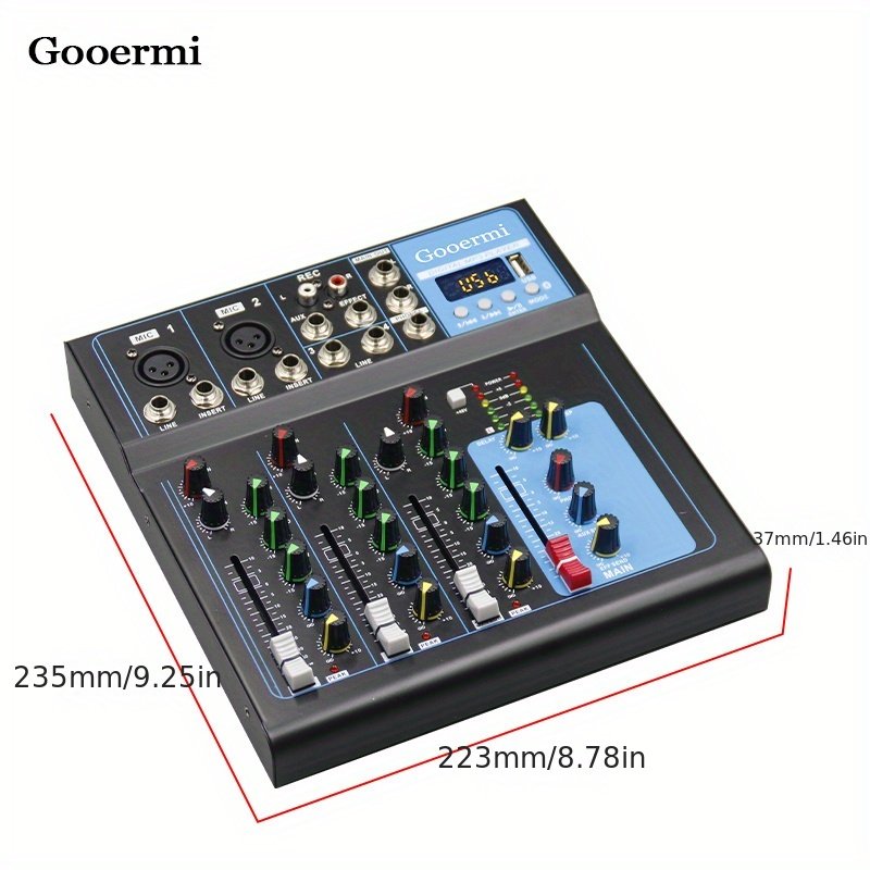 Gooermi F4 High Quality 4 Channel Live Studio Stereo Audio blue tooth Mixer Live Mixer For Live Streaming,Recording Equipment