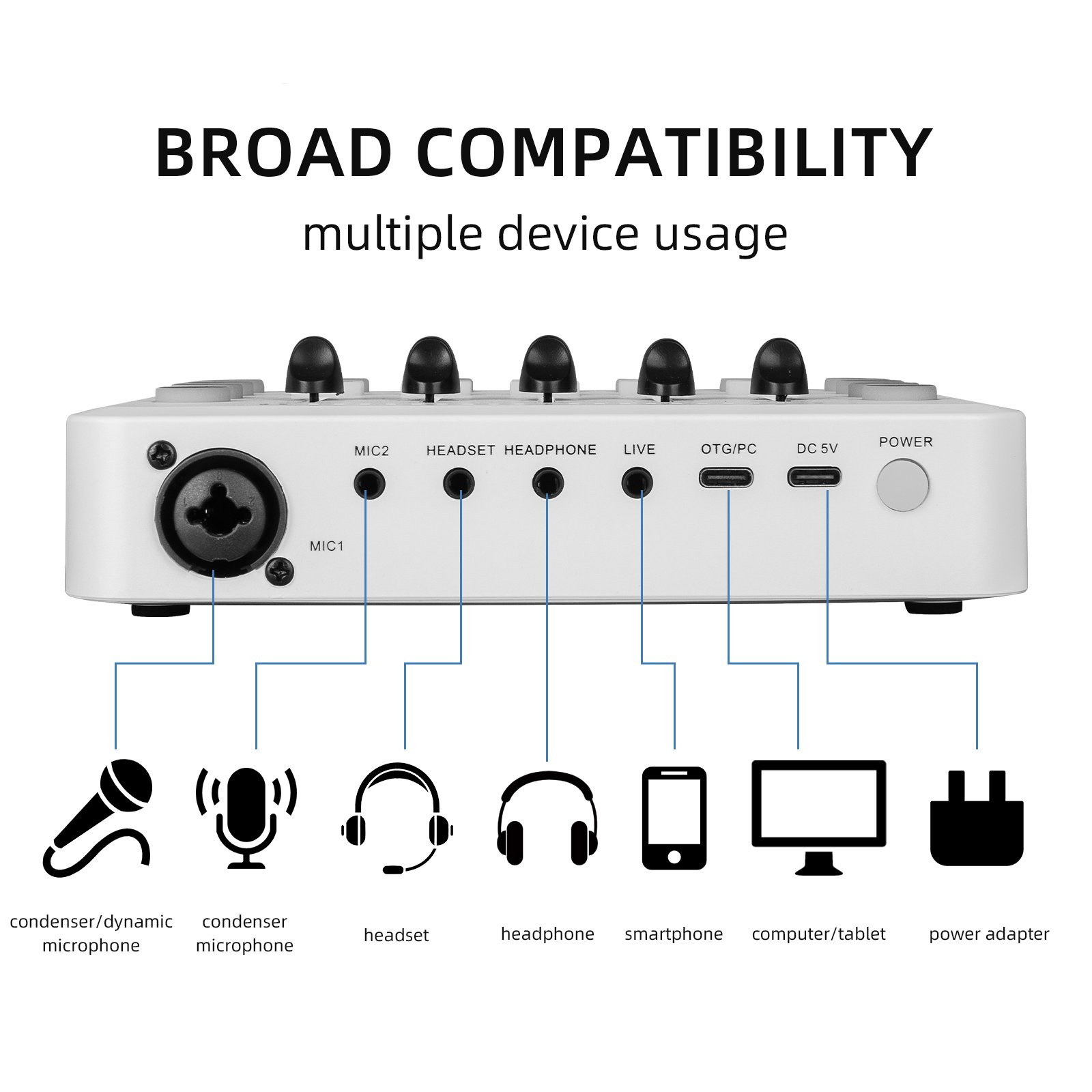 F11 Wireless Karaoke Sound Card Live Broadcasting and Recording Sound Mixer with USB Interface for Mobile Phone & PC