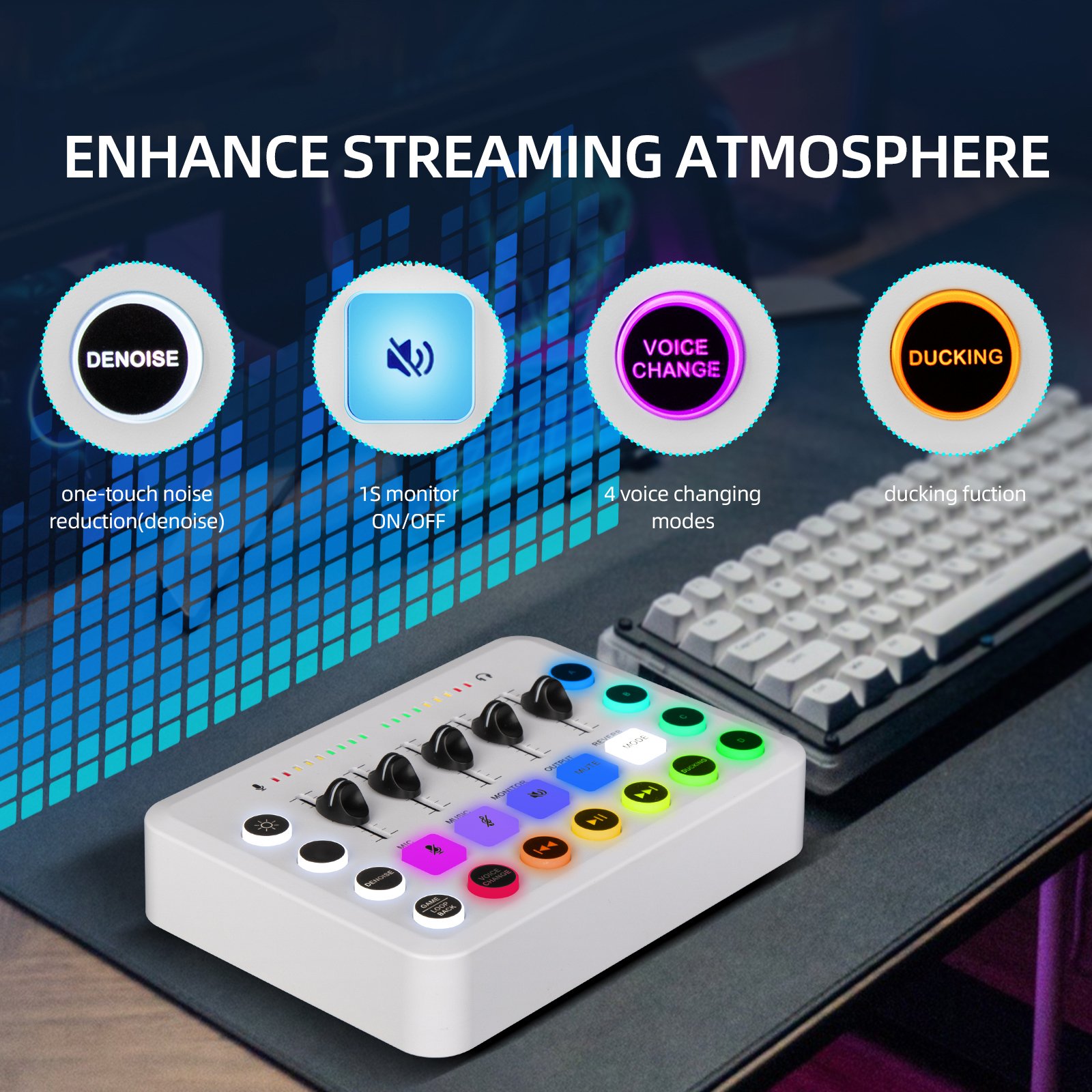 F11 Wireless Karaoke Sound Card Live Broadcasting and Recording Sound Mixer with USB Interface for Mobile Phone & PC