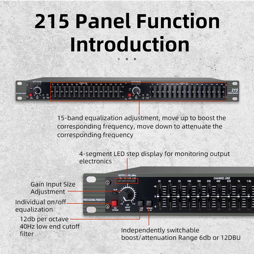 Professional digit audio dual 15-band graphic equalizer karaoke amplifiers speaker stage professional sound equipment