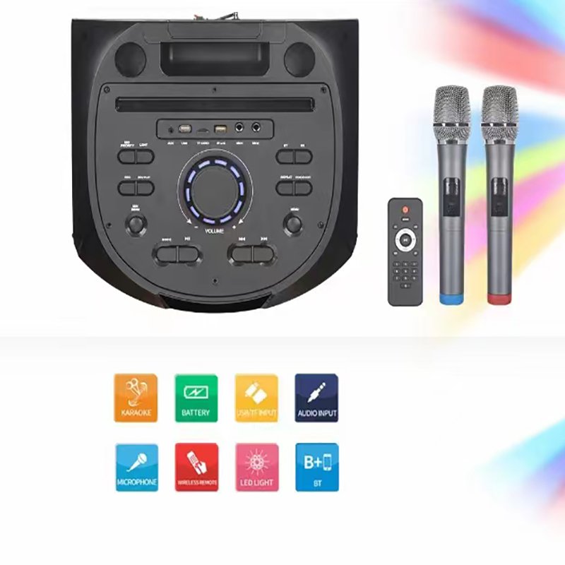 High sound quality 12 inch super bass Karaoke Speakers with wireless mic trolley Active big power portable Speakers