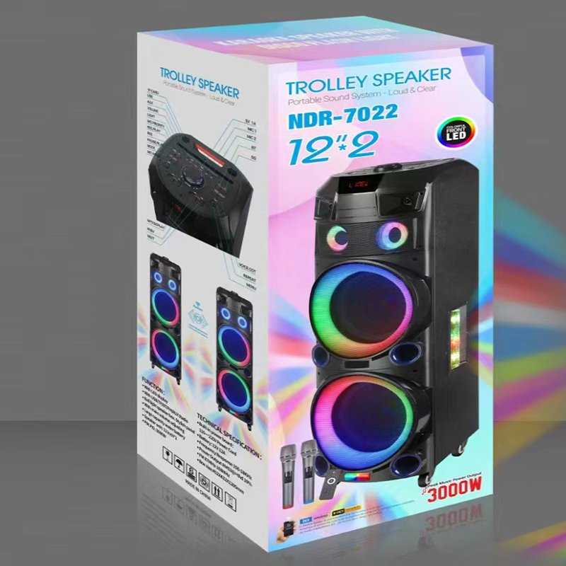 High sound quality 12 inch super bass Karaoke Speakers with wireless mic trolley Active big power portable Speakers