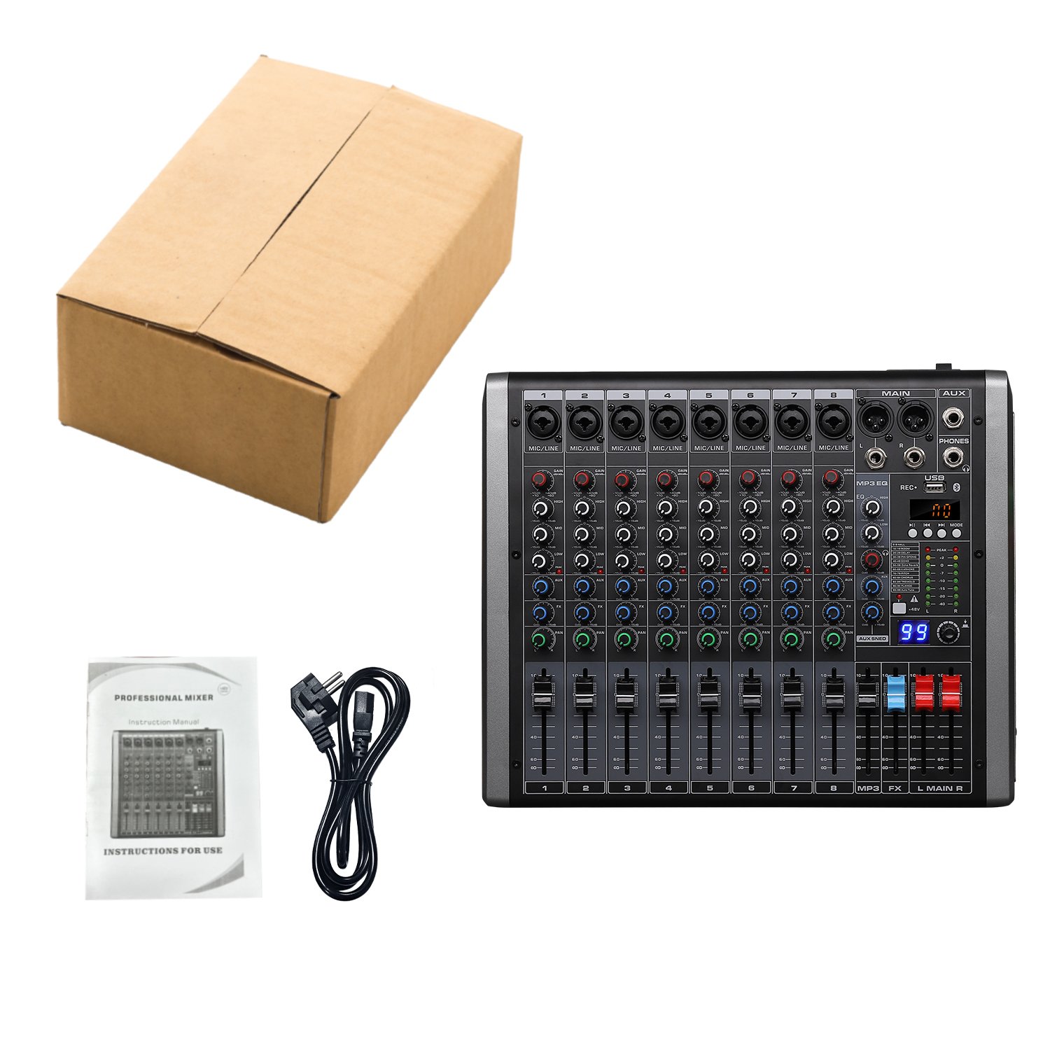 GAX-QQ8 New 8 channel mixing console with MP3 EQ Funtion OEM Audio Console Sound Equipment
