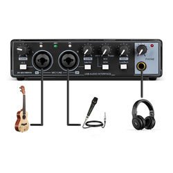 Usb Audio Interface Music External Condenser Recording Sound Card For Studio Recording Music Creation Microphone Electric Guitar